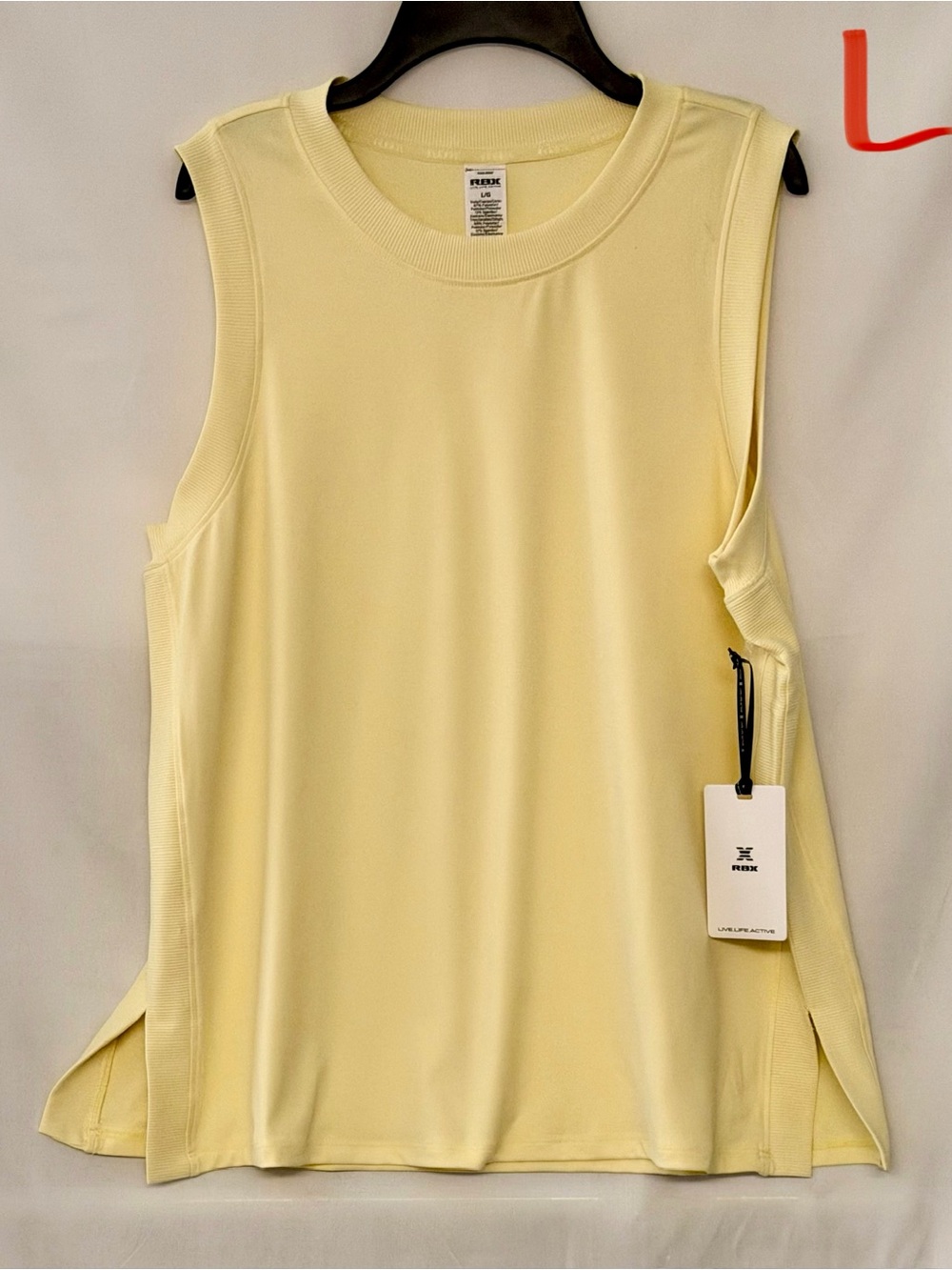 RBX Light Yellow Sleeveless Crewneck Tank